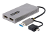 StarTech.com USB to Dual HDMI Adapter, USB A/C to 2x HDMI Monitors (1x 4K 30Hz, 1x 1080p), Integrated USB-A to C Dongle, 4in/11cm Cable, Windows & macOS - Vänster vinkel